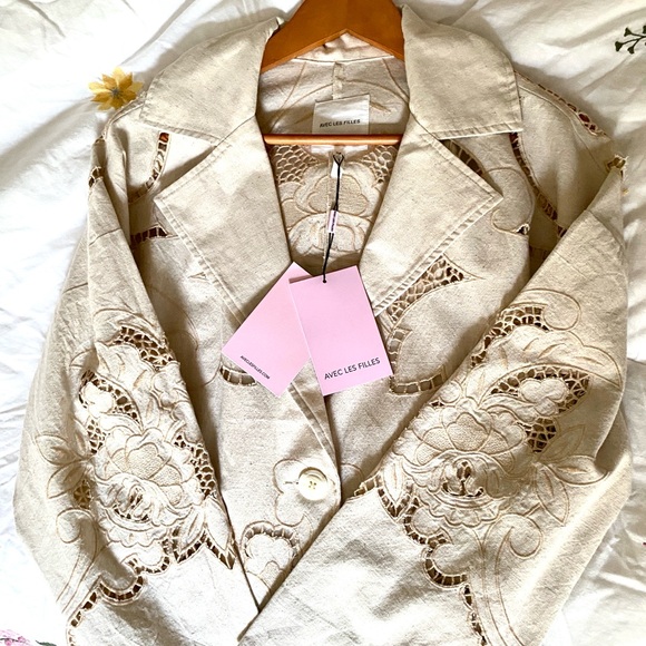 NWT Elegant Embroidered Trench Coat / Dress Anthropologie: Avec Les Fille - Picture 6 of 11